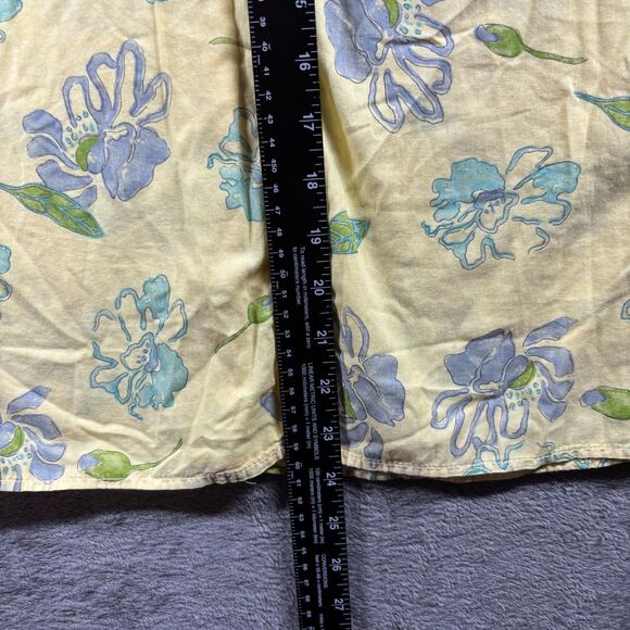 Fresh Produce Women Button Front Cotton Shirt USA Made Yellow Floral Medium D108 - Picture 6 of 10